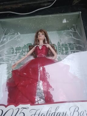 Barbie Red Holiday Gown with Silver Accents